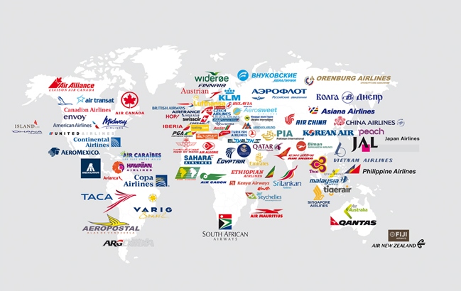 Mappemonde des compagnies aériennes