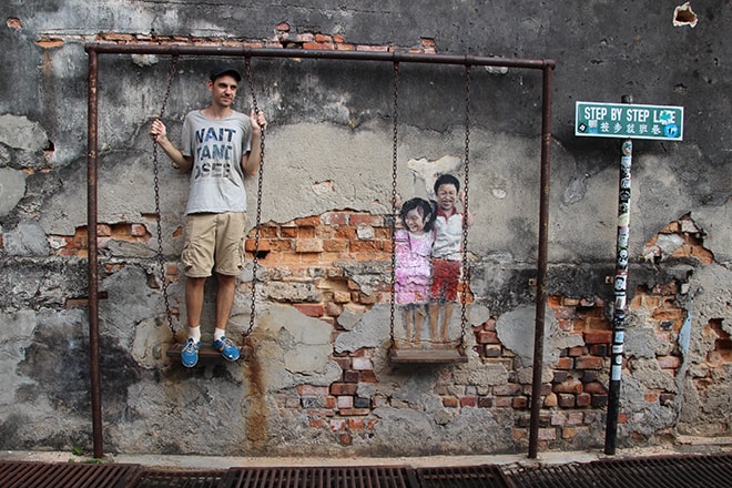 Tom balançoire 3D Street Art Penang Malaisie