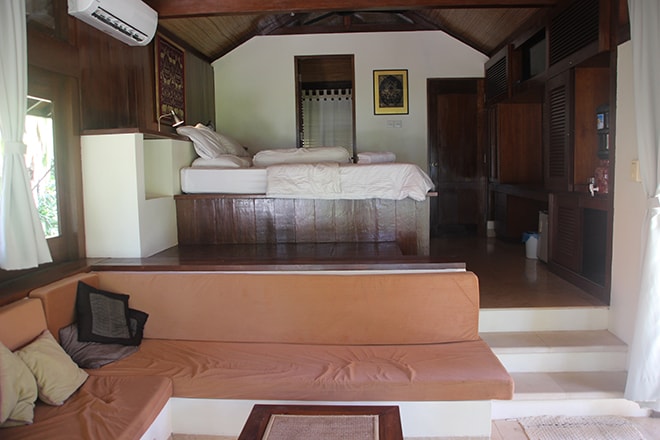 Salon chambre villa nautilus Gili Meno Indonesie