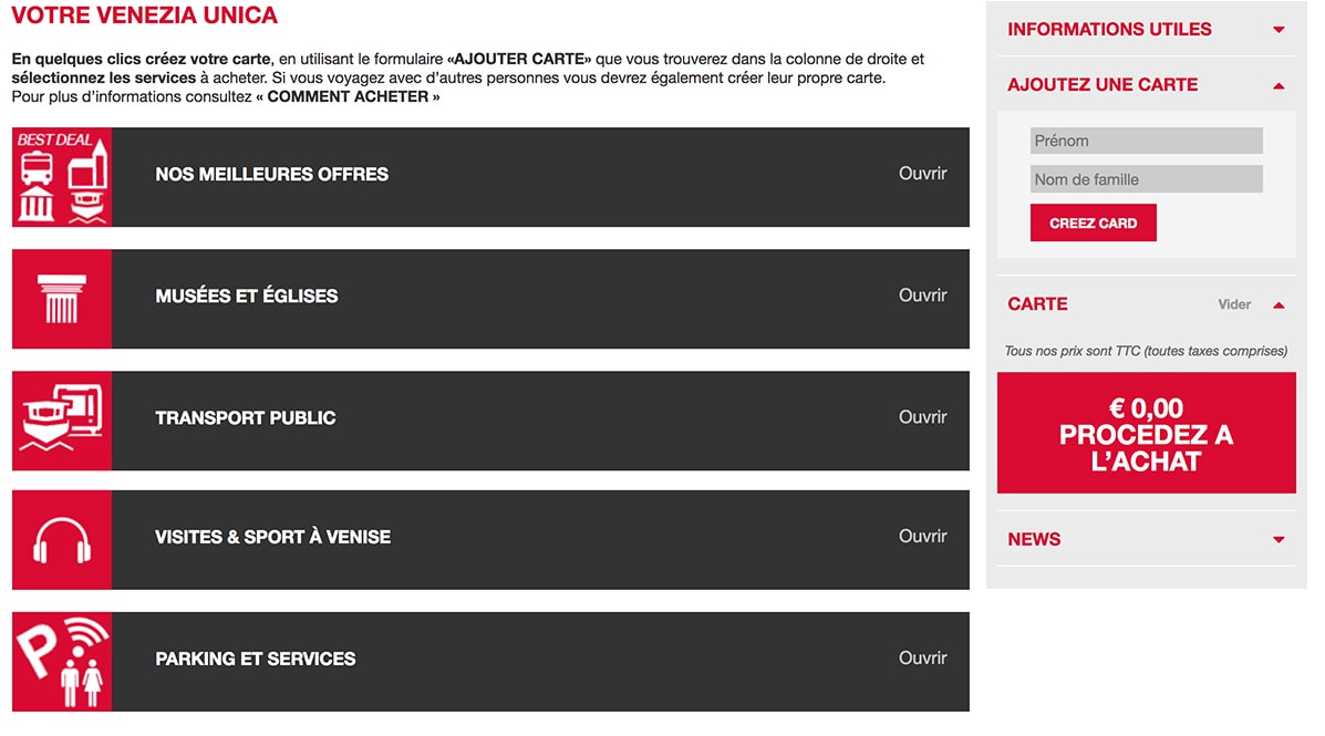 site internet city pass venise