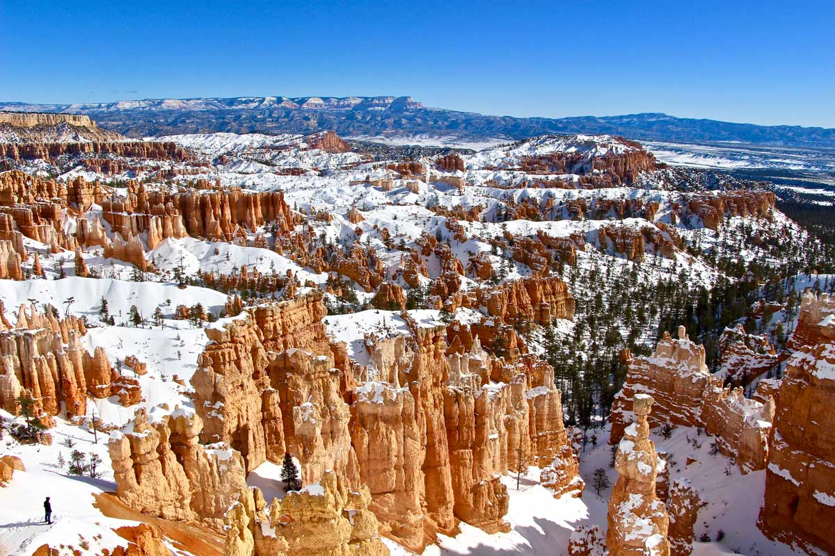 hoodoos amphithéâtre bryce canyon hiver